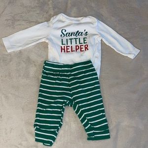 Carter's 0-3 Months Santa's Little Helper 2 Piece Outfit
